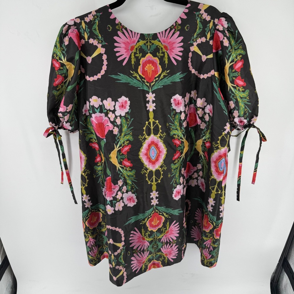 Hutch Floral Puff Sleeve Shift Dress Black Pink Plus Size 3X 10921 NWT